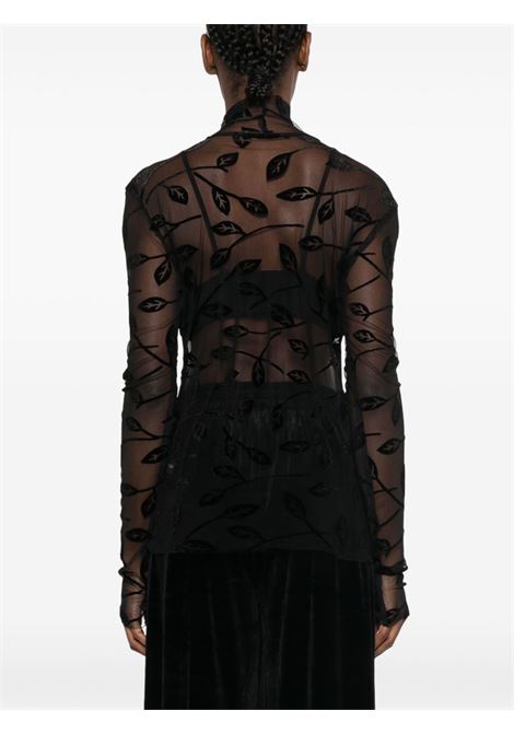 Black leaf-detail semi-sheer top Norma kamali - women NORMA KAMALI | ST4246BVG82556